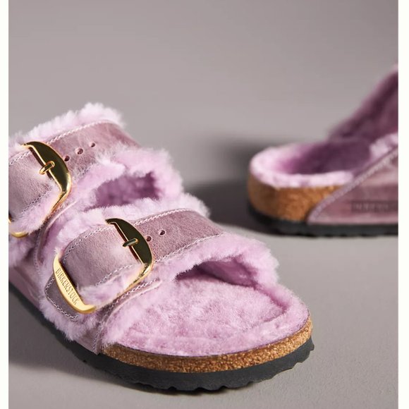Birkenstock Pink and Gold Cozy Slippers - Picture 3 of 8